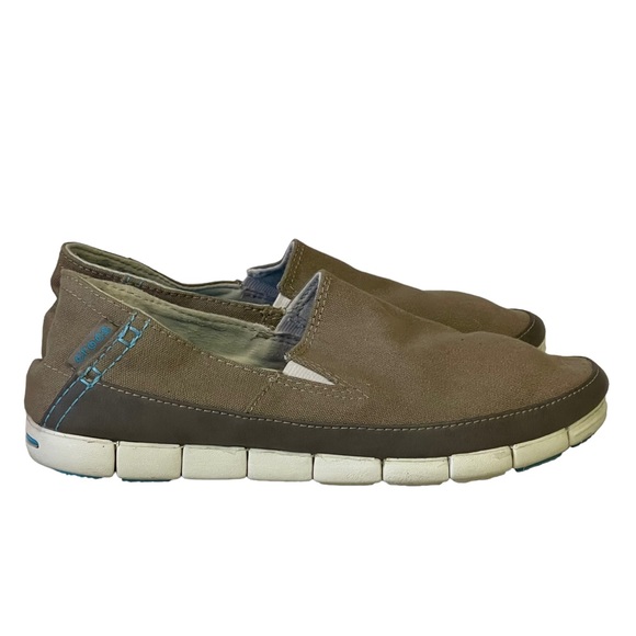 Crocs stretch sole canvas slip on loafer shoes heel drop women’s size 8 - Picture 2 of 6